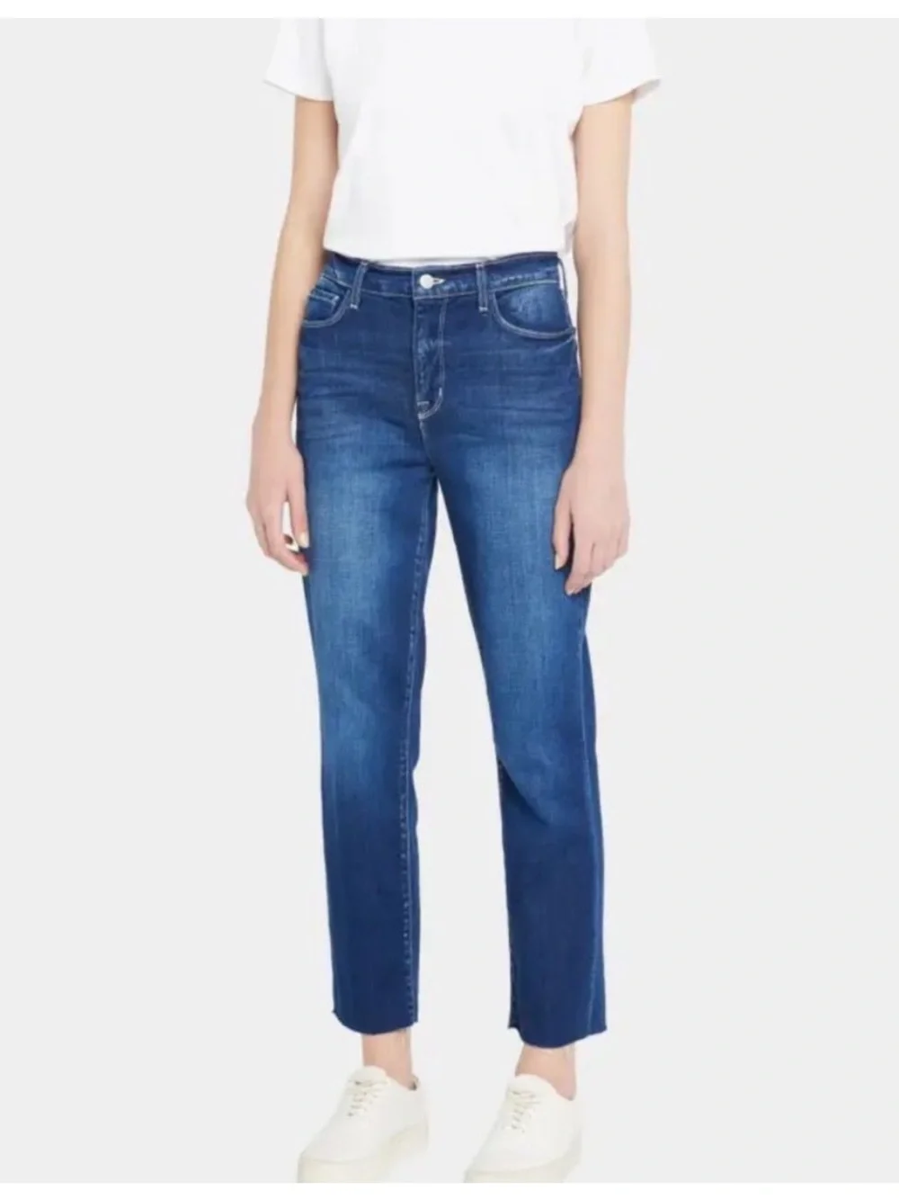 L'Agence Sada Jeans 27 Mid Rise Slim Fit Cropped Raw Hem Womens